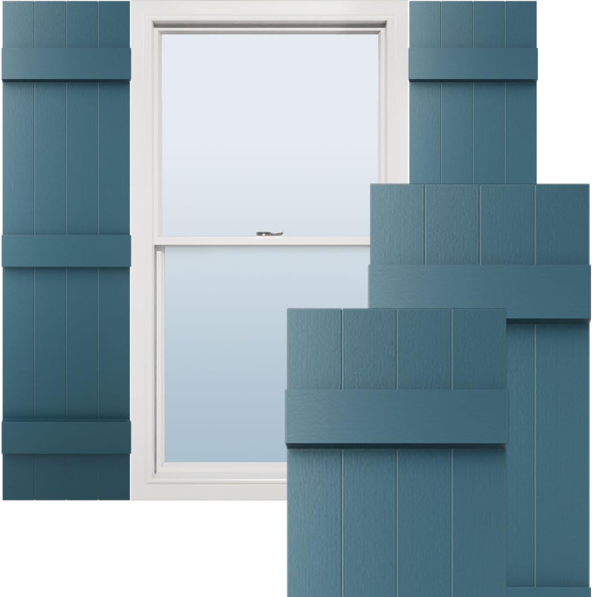 Lifetime Vinyl Board-n-Batten Shutters in Midnight Blue - 14x71 in