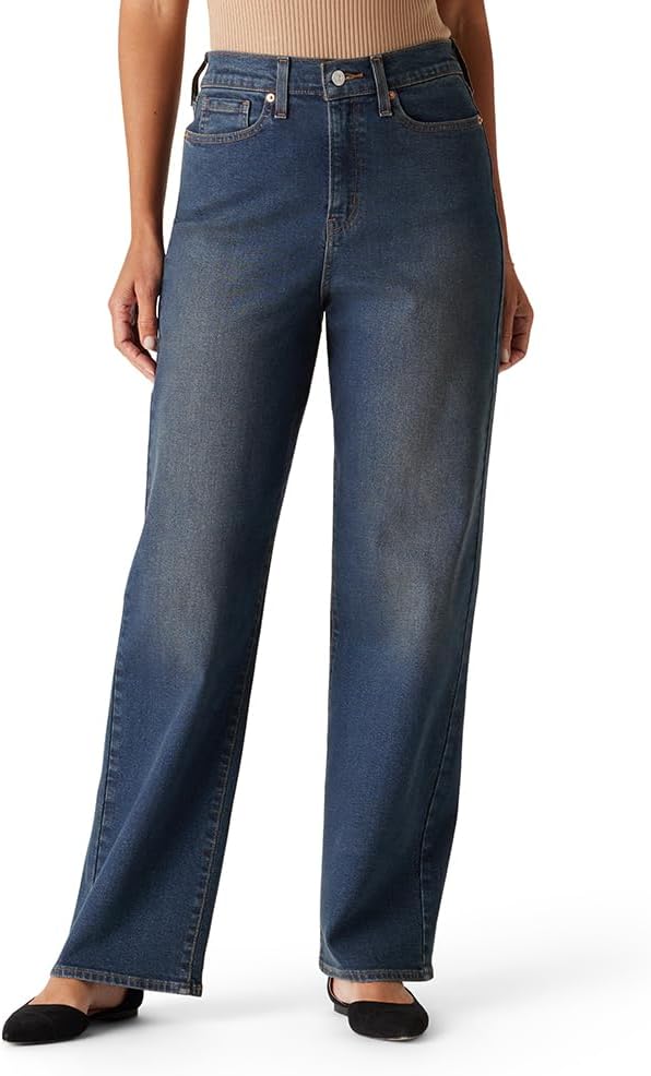 Heritage High-Rise Loose Straight Jeans for Women in Stretch Denim