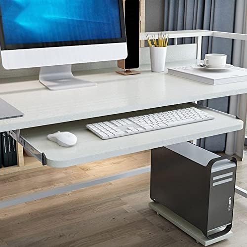 Ergonomic Slide-Out Keyboard Tray - Height Adjustable - Protect Eyesight - White, 55cm x 27cm
