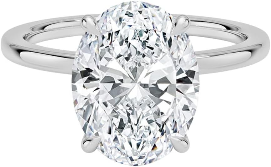 Oval Moissanite Engagement Ring in Gold & Silver for Her