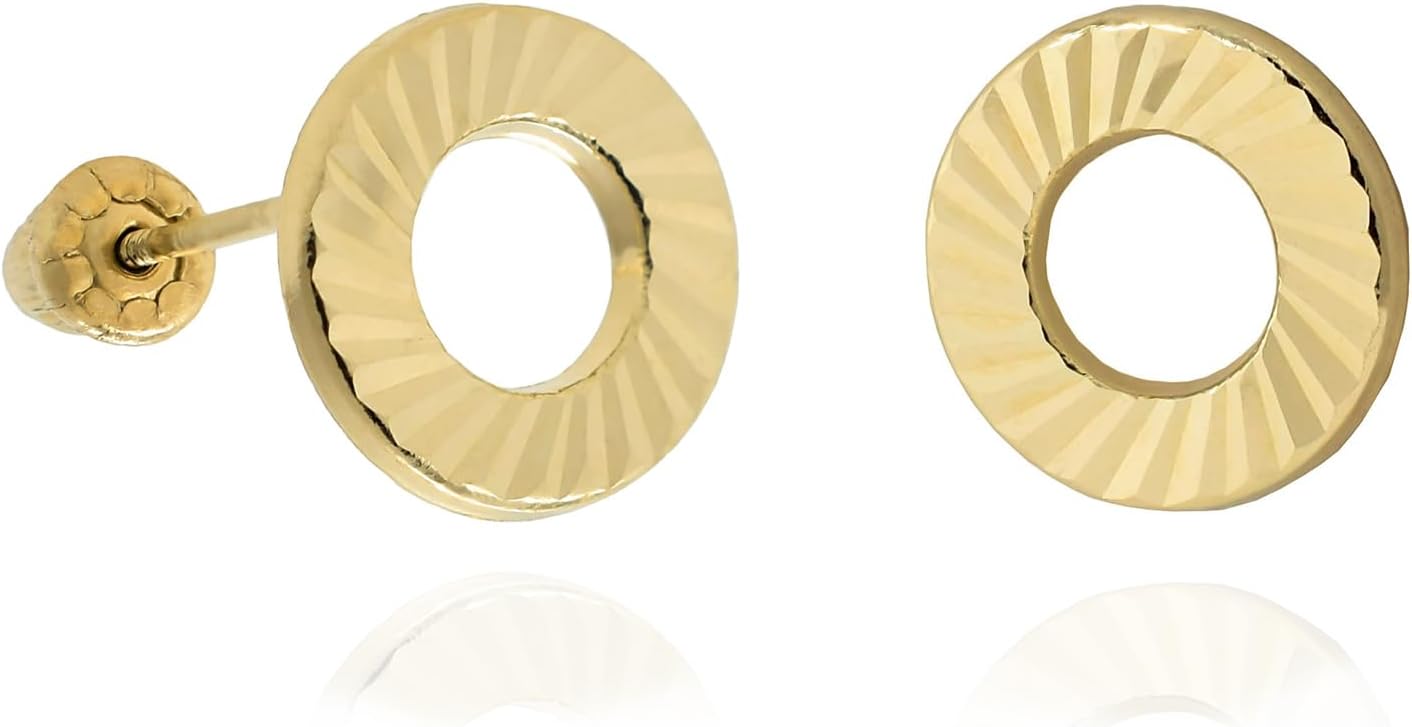Real 10K White Diamond Cut Circle Earrings for Every Occasion
