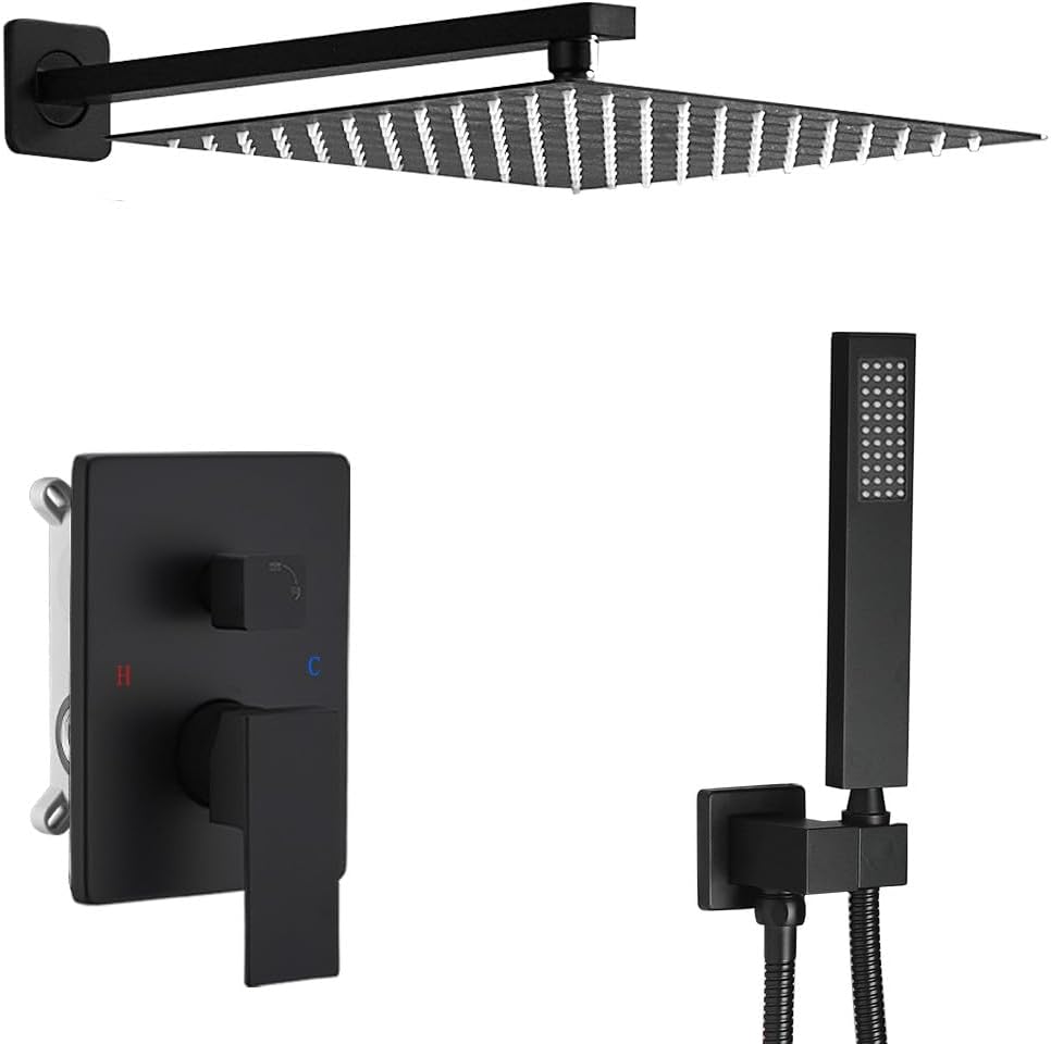 Matte Black Shower System with 10 Inch Rainfall Shower Head