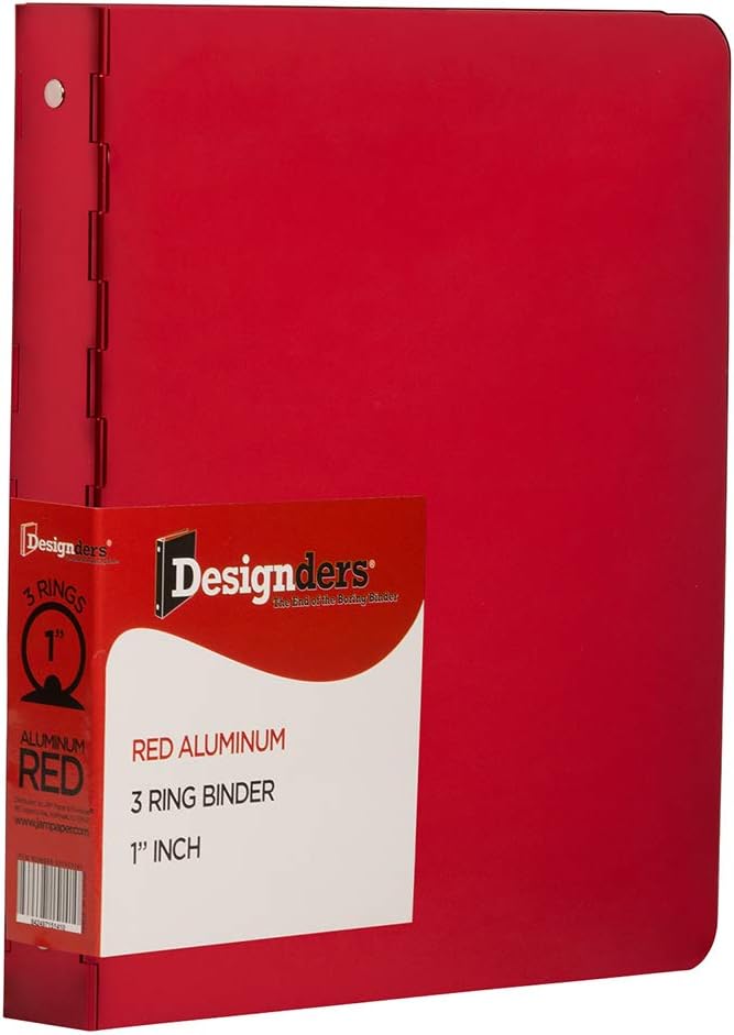 JAM PAPER Red Aluminum 1 inch Binders for Stylish Organization