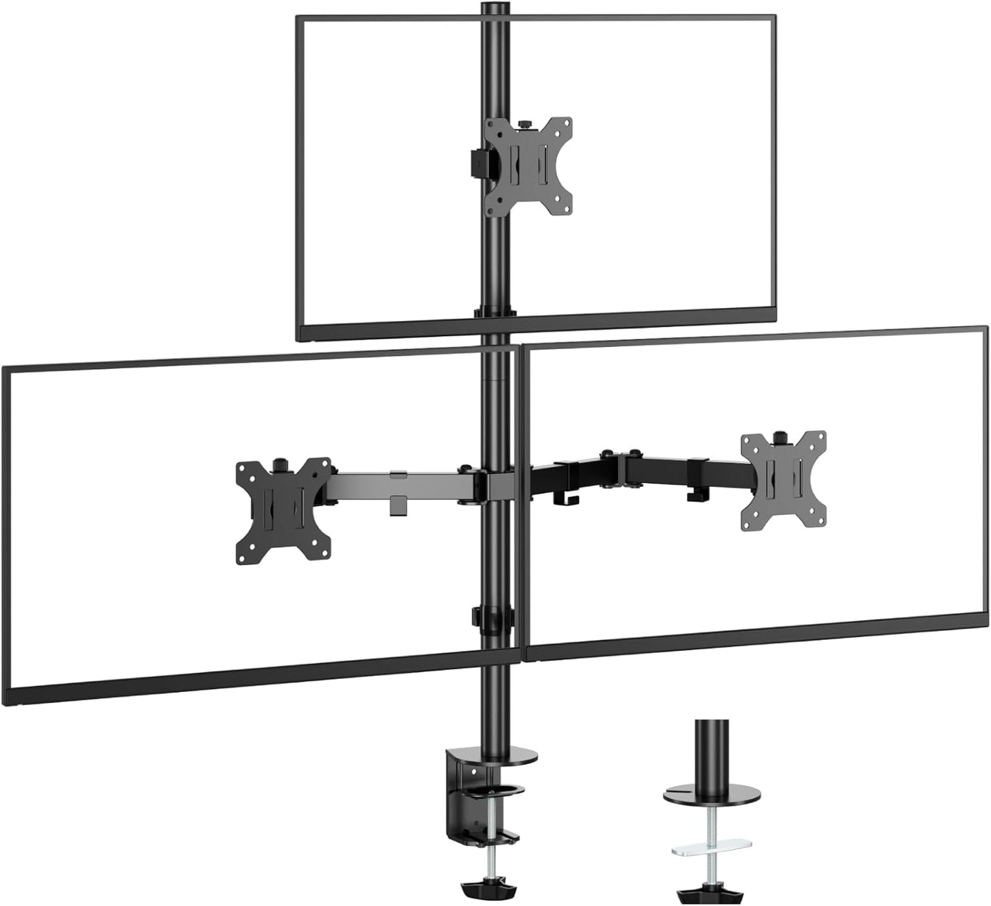 Triple Monitor Desk Mount for 17 to 32 inch Screens - Adjustable
