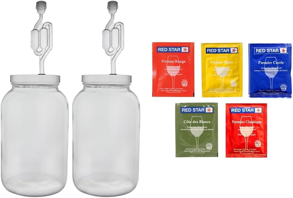 FastRack One Gallon Wide Mouth Jar Set with Twin Bubble Airlock