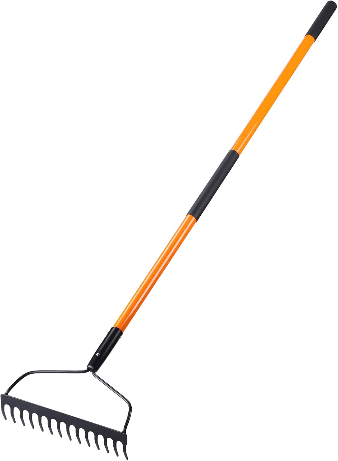 VNIMTI Heavy Duty Garden Rake with Fiberglass Handle, 58 in