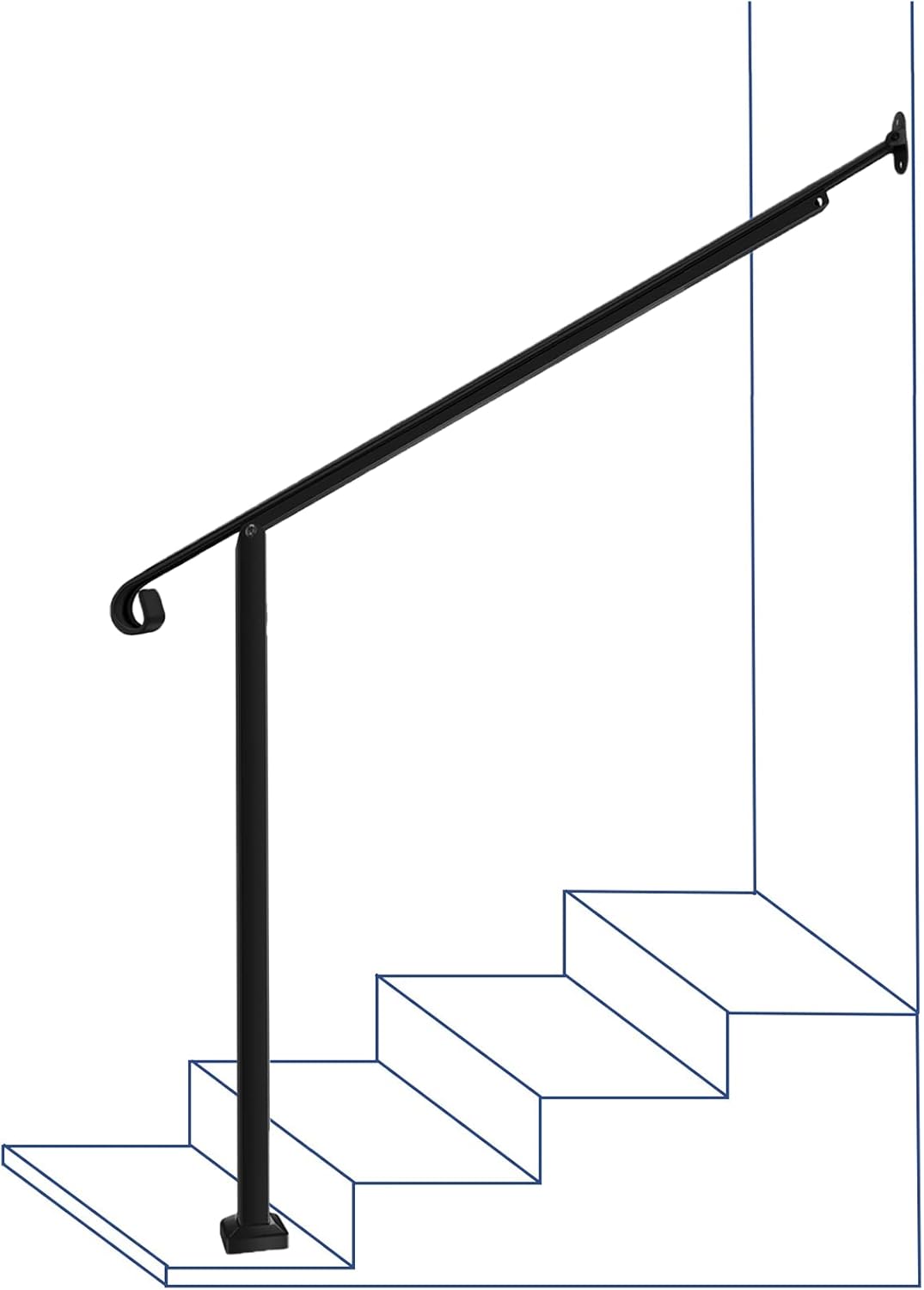 Hand Rails for Outdoor Steps - 2 Step Stair Handrail Solution