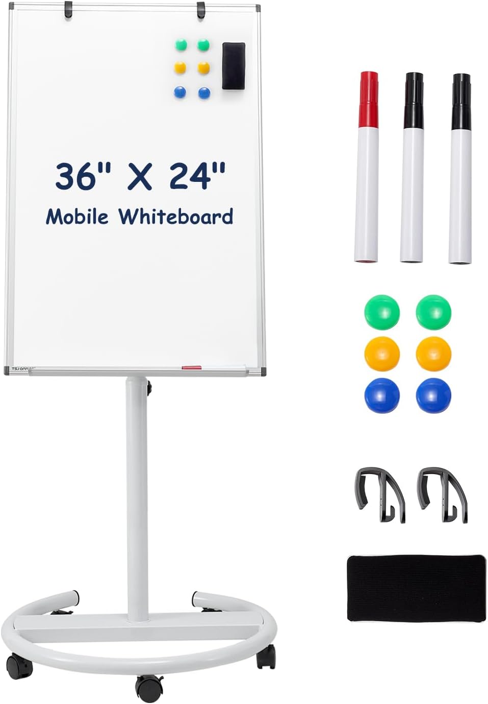 Mobile Whiteboard Standing - Height Adjustable 36 X 24 Inches