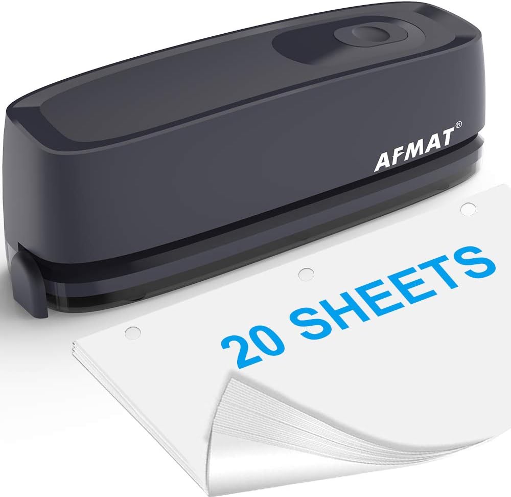 AFMAT Electric 3 Hole Punch: Effortless 20-Sheet Punching