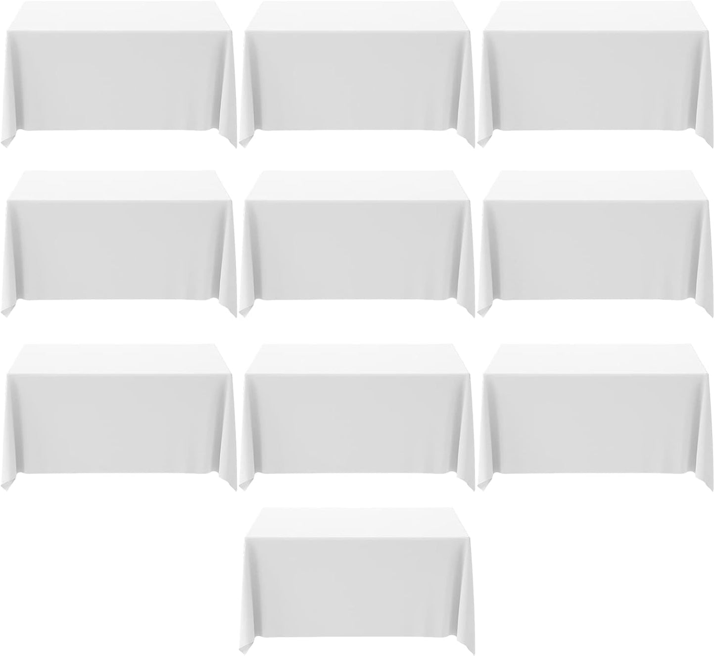 White Table Cloth 10 Pack 90x156 Stain Resistant for Events