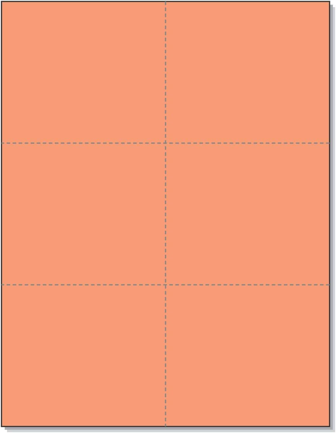 Laser Printer Blank Perforated Cards 6 Up Salmon 6000 Cards