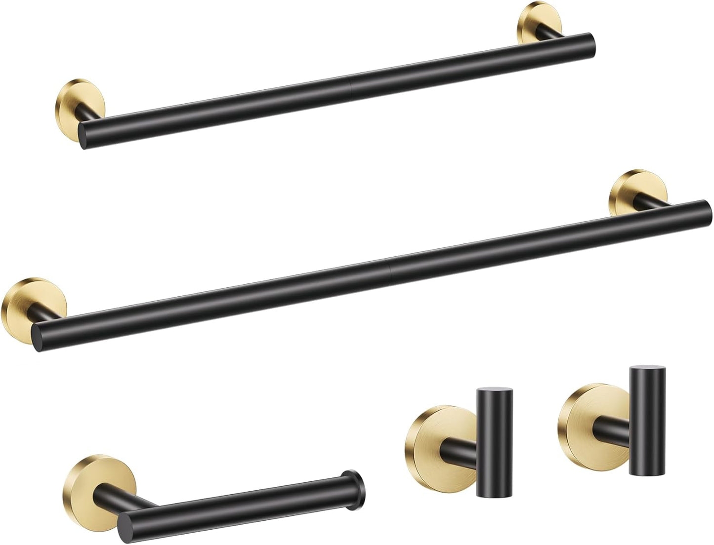 5 Pieces Black Gold Bathroom Hardware Set for Stylish Spaces