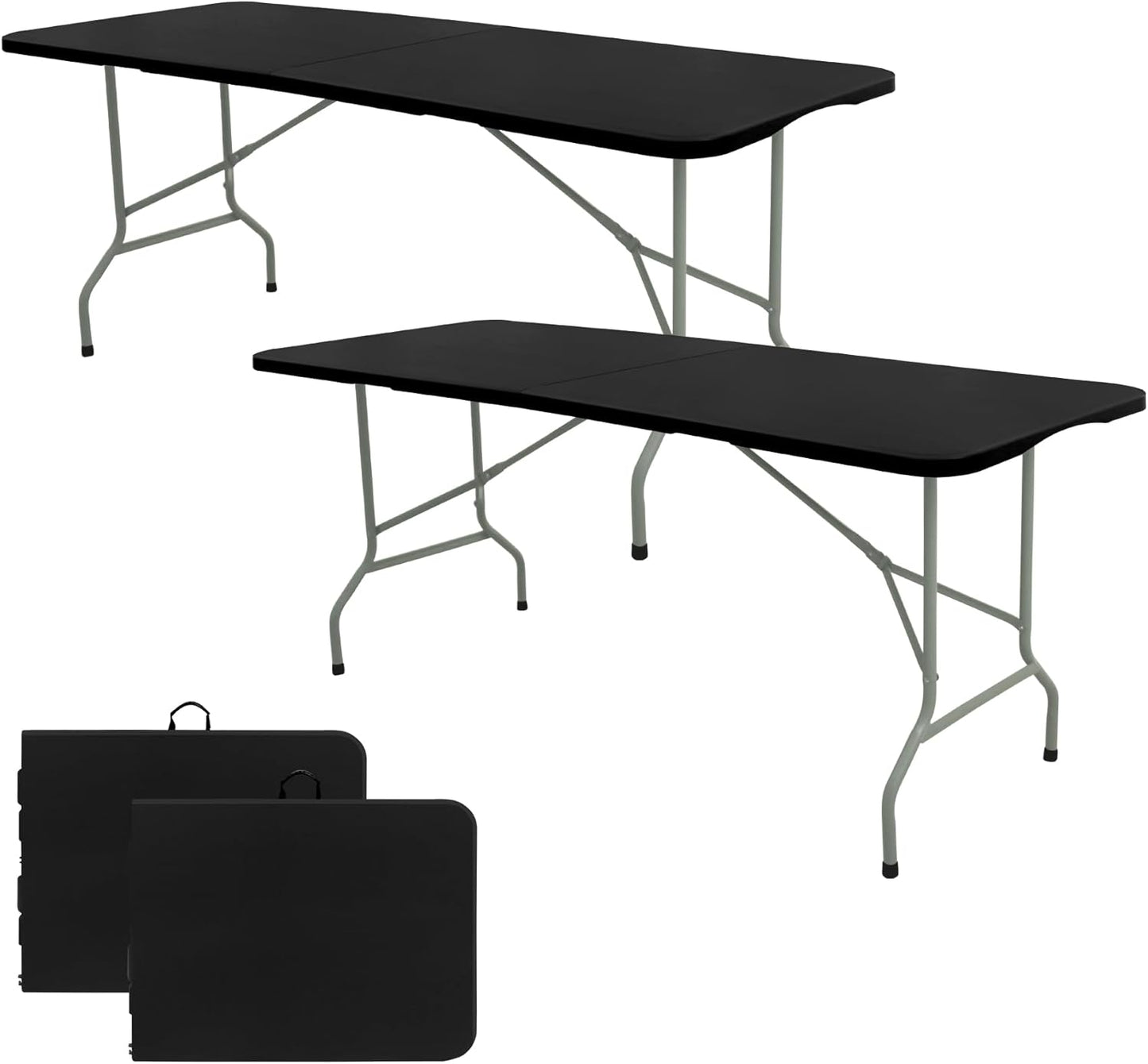 Set of 2 Portable 6 FT Folding Tables for Outdoor Events