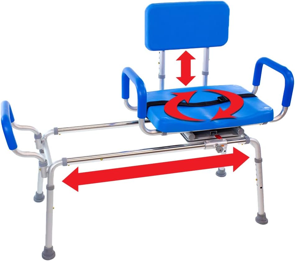 Carousel Sliding Shower Chair with Swivel Seat for Seniors