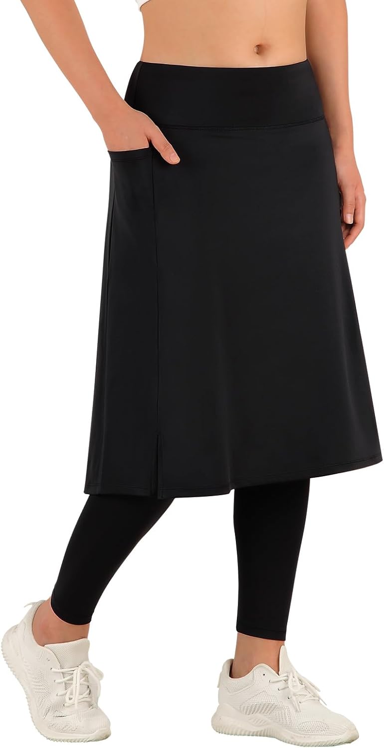 ANIVIVO Women Long Knee Length Skirted Leggings with Pockets