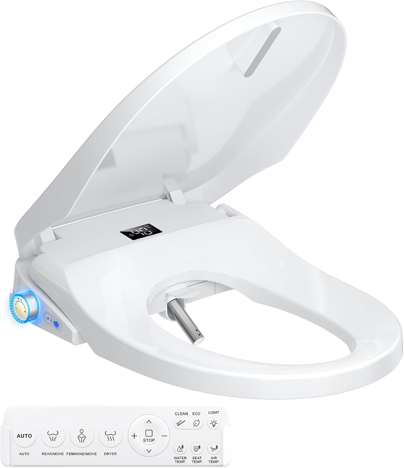 Electric Smart Heated Bidet Toilet Seat with Night Light Features