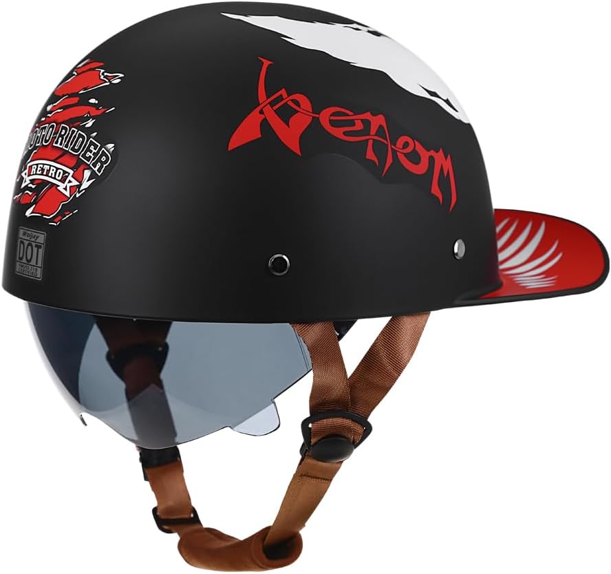 Vintage Retro Open Face Motorcycle Helmet for Men and Women