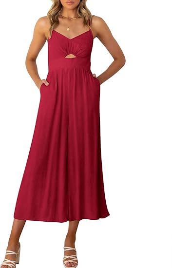 ANRABESS Women's Summer Spaghetti Straps V Neck Jumpsuit Review