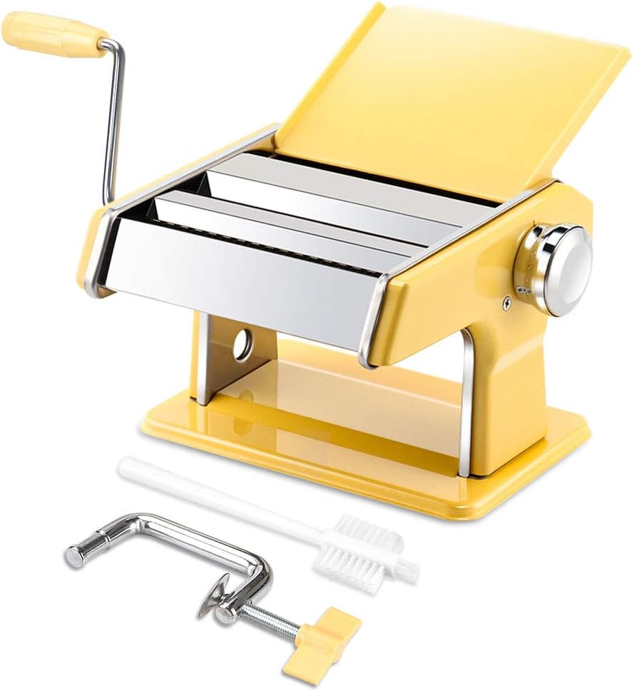 elabo Stainless Steel Pasta Maker - 7 Thickness Settings - Hand Crank - Versatile Noodles & Dumplings