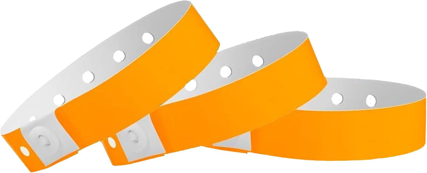 500 Neon Orange Plastic Wristbands for Events by Wristco
