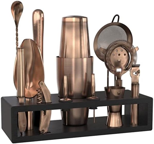 Stainless Steel Bartender Kit with Bamboo Stand