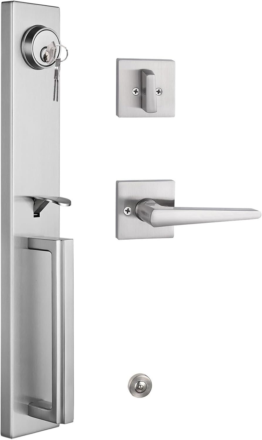 NEWBANG Silver Entry Door Lever Handleset for Front Doors