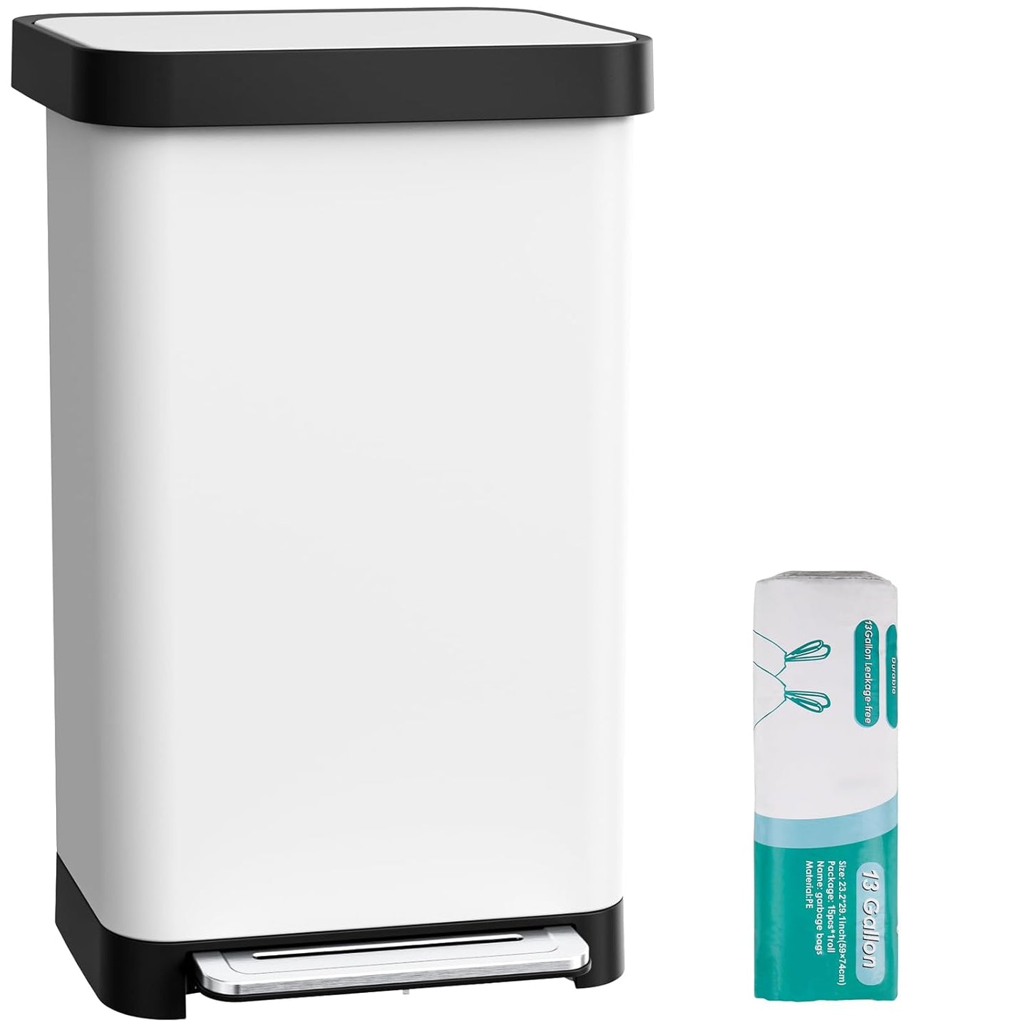 Stainless Steel Kitchen Trash Can with Built-in Deodorizer Box