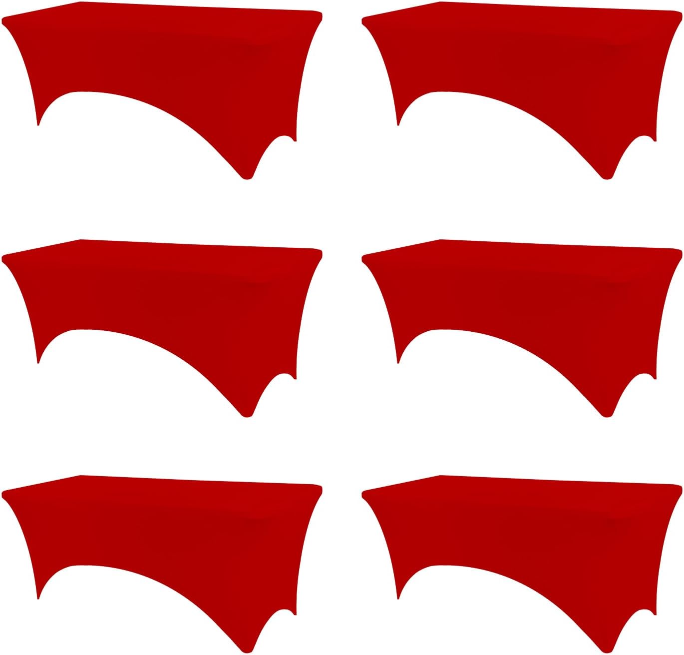 Table Covers for 6 Foot Tables - Red Washable Stretch Tablecloths
