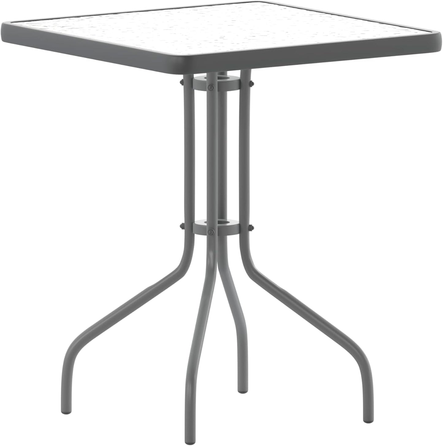 Square Tempered Glass Metal Table for Stylish Outdoor Spaces