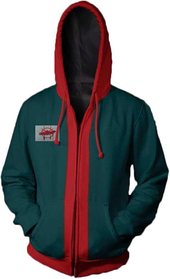 NXUEBDU Super Hero Miles Morales Hoodie Zip Up Sweatshirt Jacket