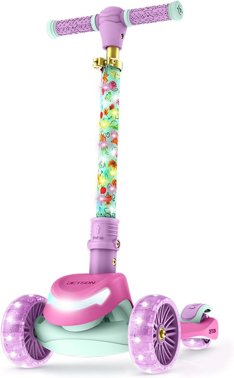 Jetson Character Kids Kick Scooter with LED Lights and Easy Fold