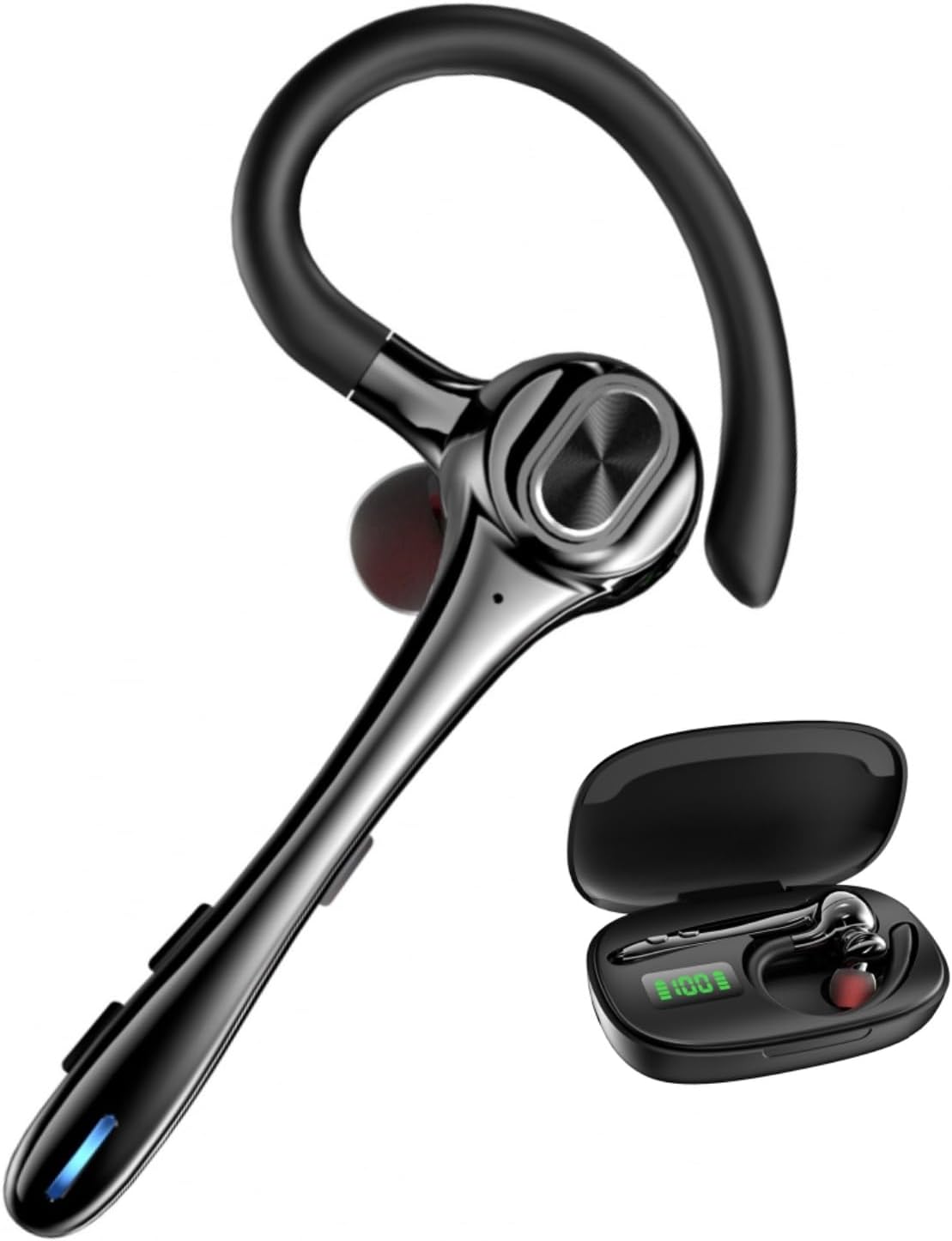 RIZIZI Wireless Bluetooth Earpiece: 160H Standby, Noise Cancelling Mic