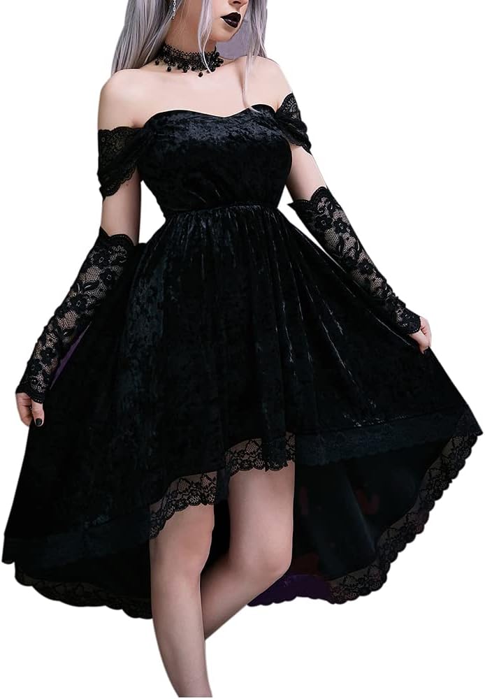Gothic Clothes Dress with Lace Mini Sleeveless Design