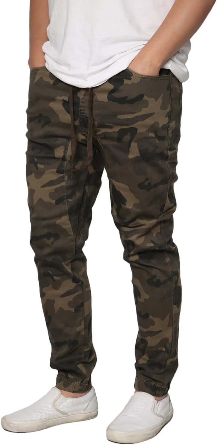 URBANJ Men's Stretch Twill Drop Crotch Jogger Pants for Comfort
