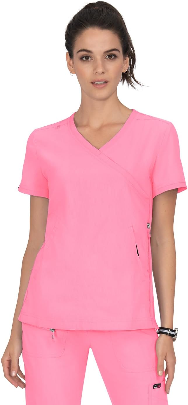 KOI Lite Women's Philosophy Mock Wrap Scrub Top with Zipper