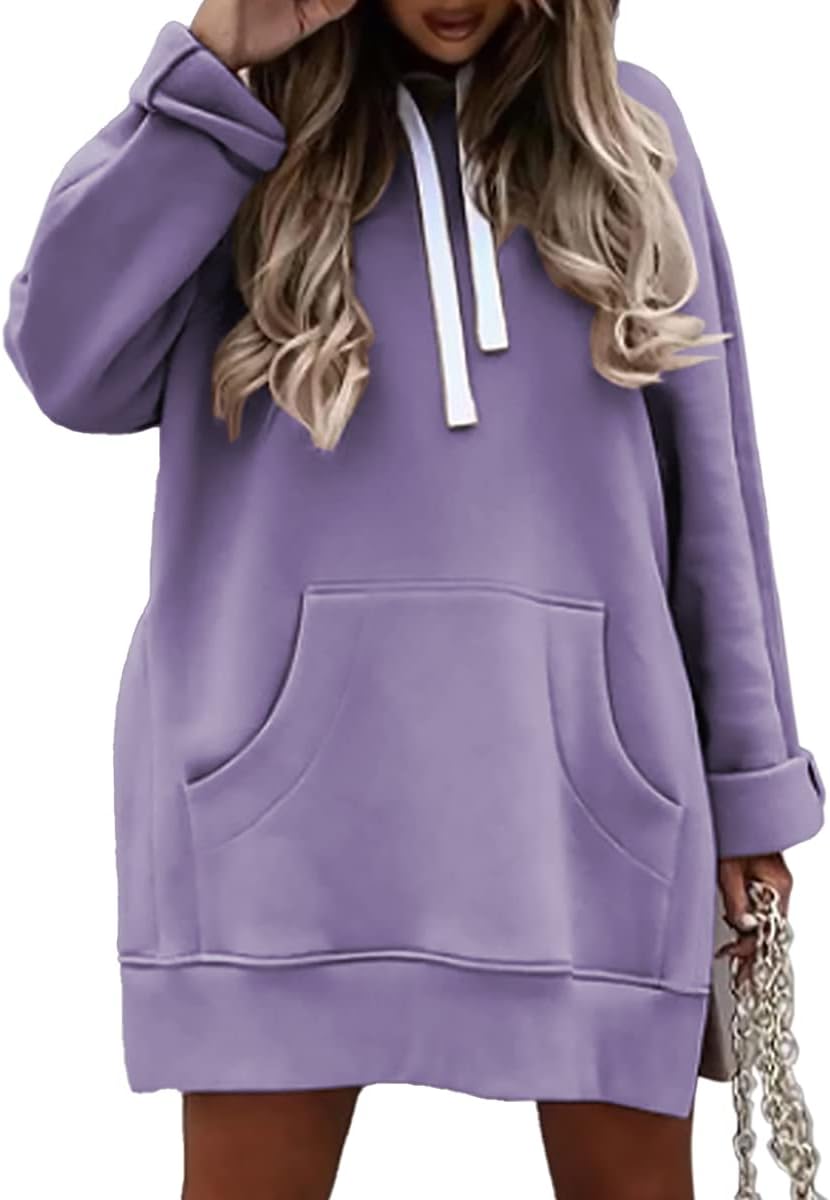 Women Oversized Hoodie Dress with Kangaroo Pocket for Fall