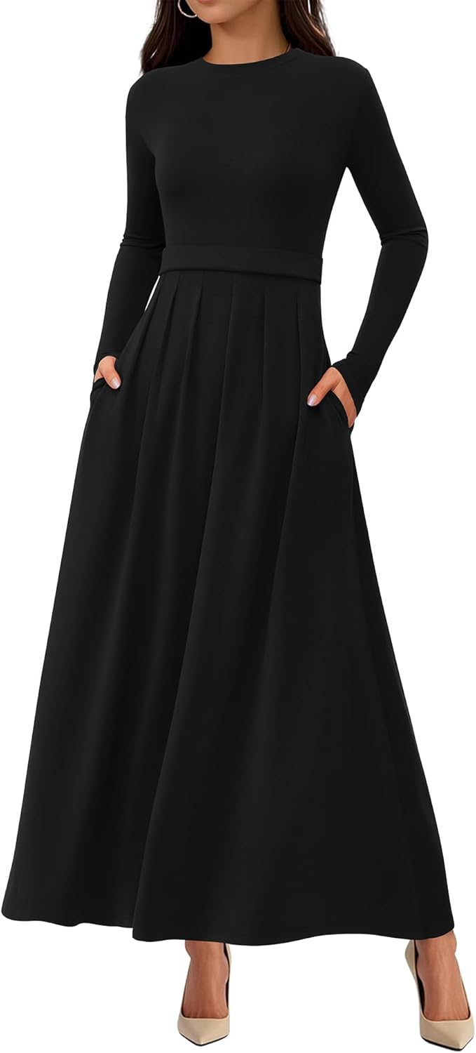 BTFBM Long Sleeve Dress for Women - Elegant Fall Wedding Attire