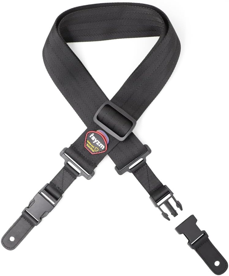 Rayzm Black Nylon Guitar Strap - Quick Release Clips!