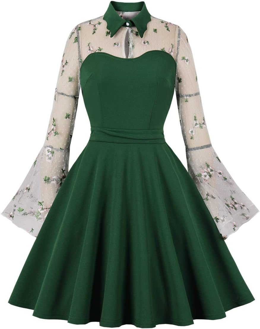Women's Vintage Polka Dot 1950s Retro Rockabilly Prom Dress