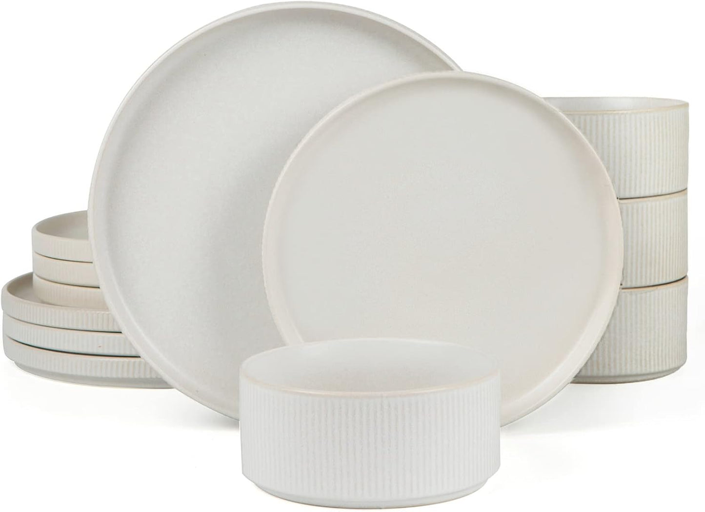Famiware Star Dinnerware Sets - 12 Piece Ribbed Tableware
