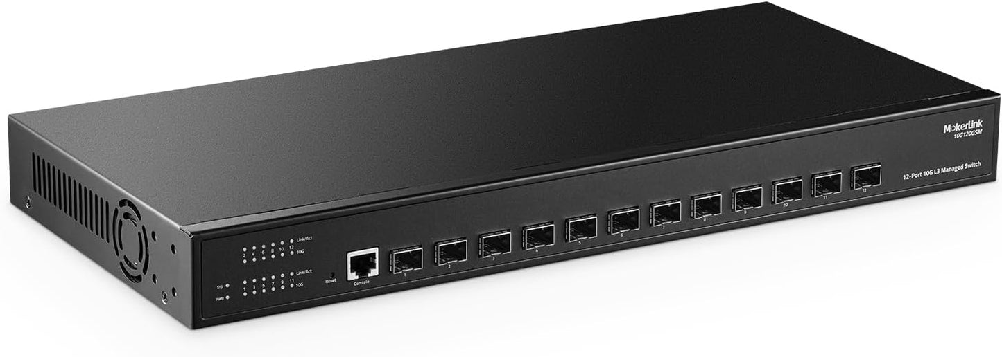 MokerLink 12 Port 10Gbps SFP+ Managed Switch for High-Speed Networks