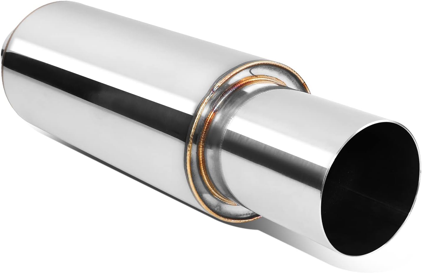 DNA MOTORING 4in OD Stainless Steel Straight Through Exhaust Muffler
