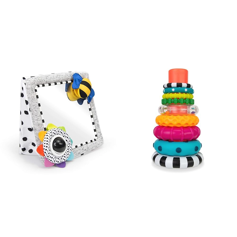 Sassy Tummy Time See Me Floor Mirror and Stacking Ring Toy Set