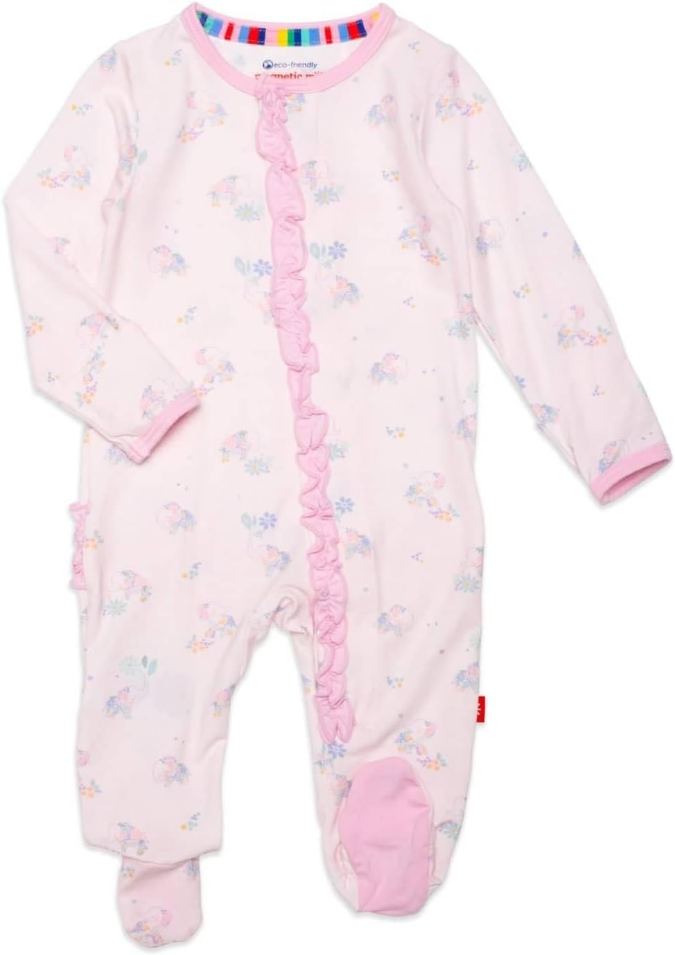 Magnetic Me Girls Modal Baby Footie Pajamas for Easy Dressing