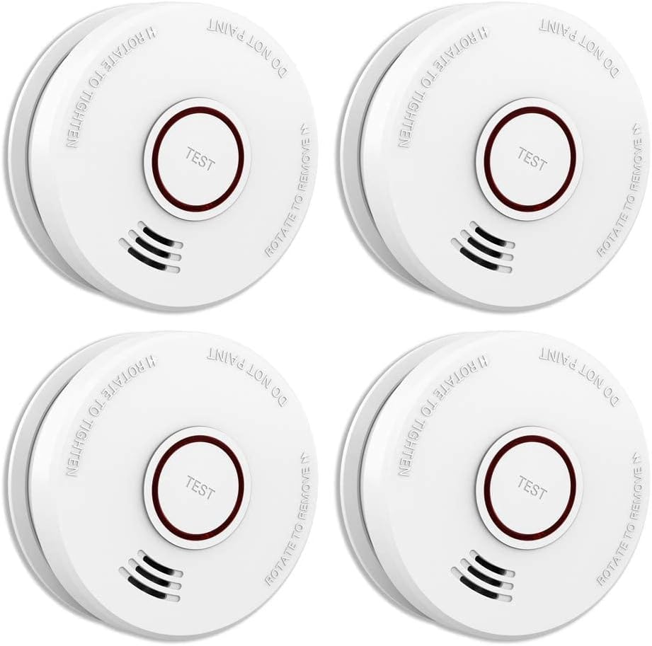 4Pack Smoke Detector Fire Alarms for Home Safety and Security