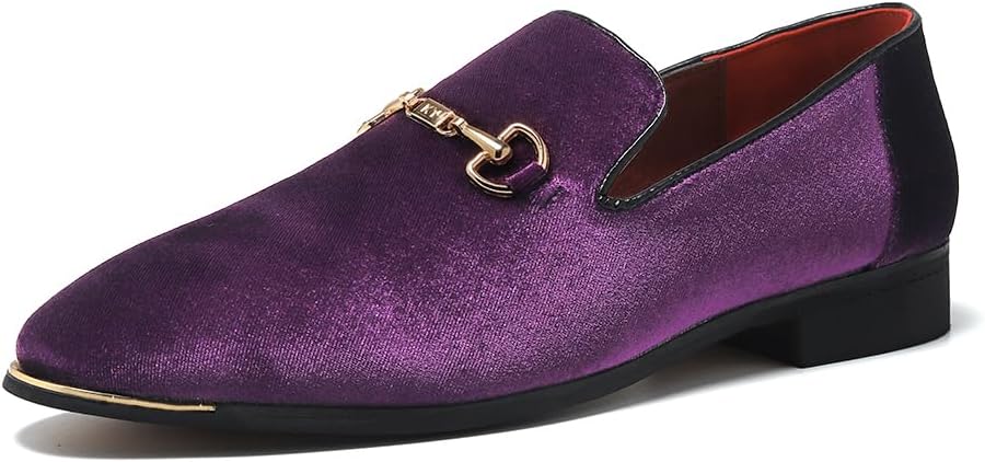 FLQL Men's Luxury Penny Loafer Slip-On Velvet Shoes for Parties