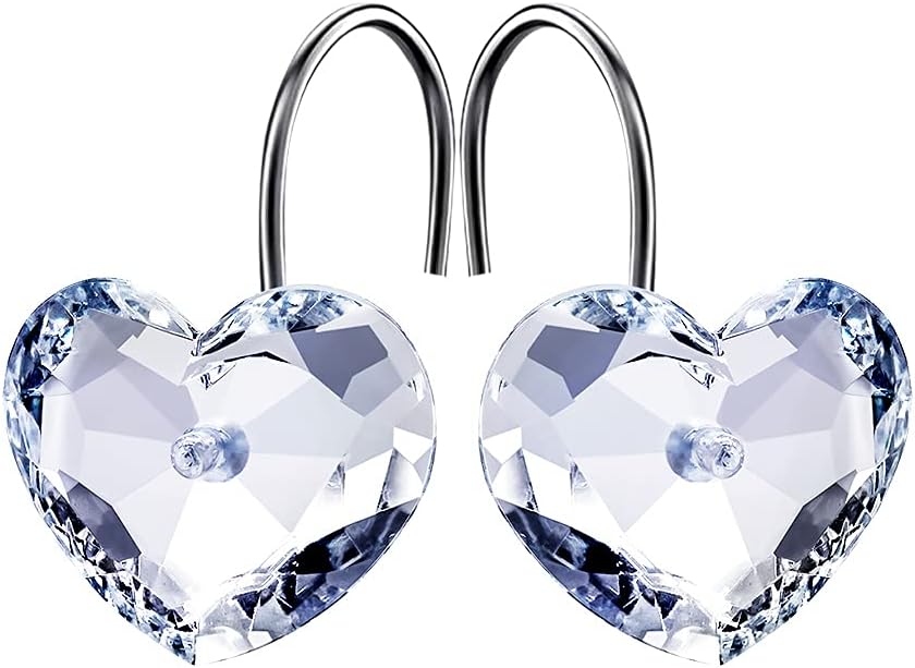 Set of 12 Clear Bling Heart Shower Hooks - Love Icon Decor