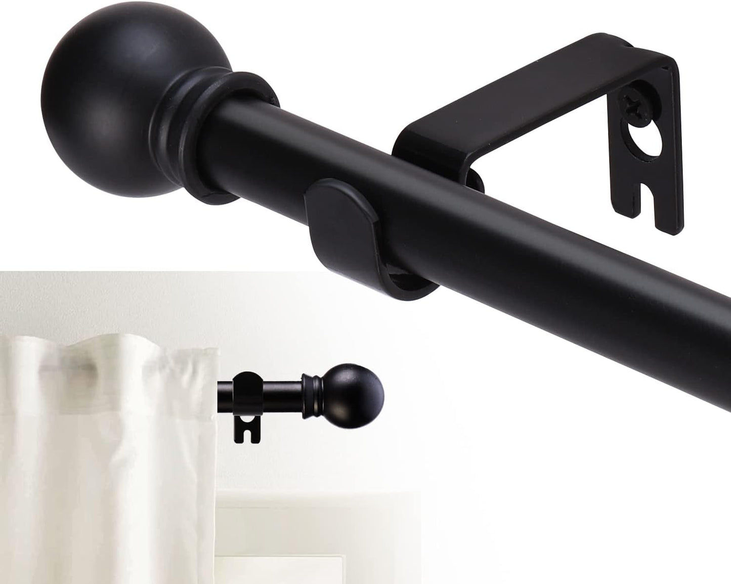 Matte Black 32-48 Heavy Duty Curtain Rod Set