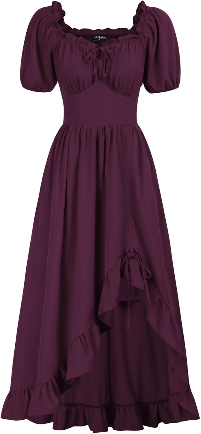 Scarlet Darkness Renaissance Dress for Women with Pockets