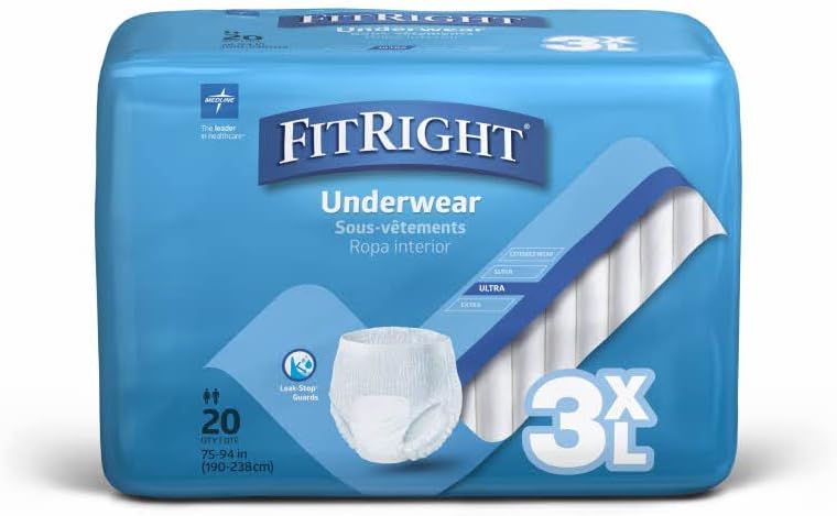 Medline FitRight 3XL Incontinence Underwear - 20 Count
